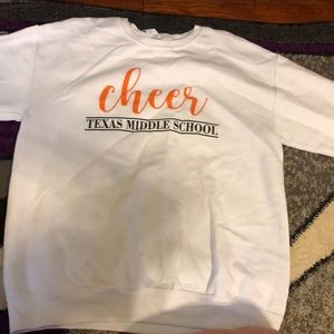 White long sleeve Texas middle school cheer sweatshirt